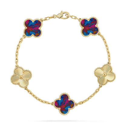 [Regal Jewels]CLOVER 5 MOTIF COLOR GEMSTONES BRACELET COLLECTION