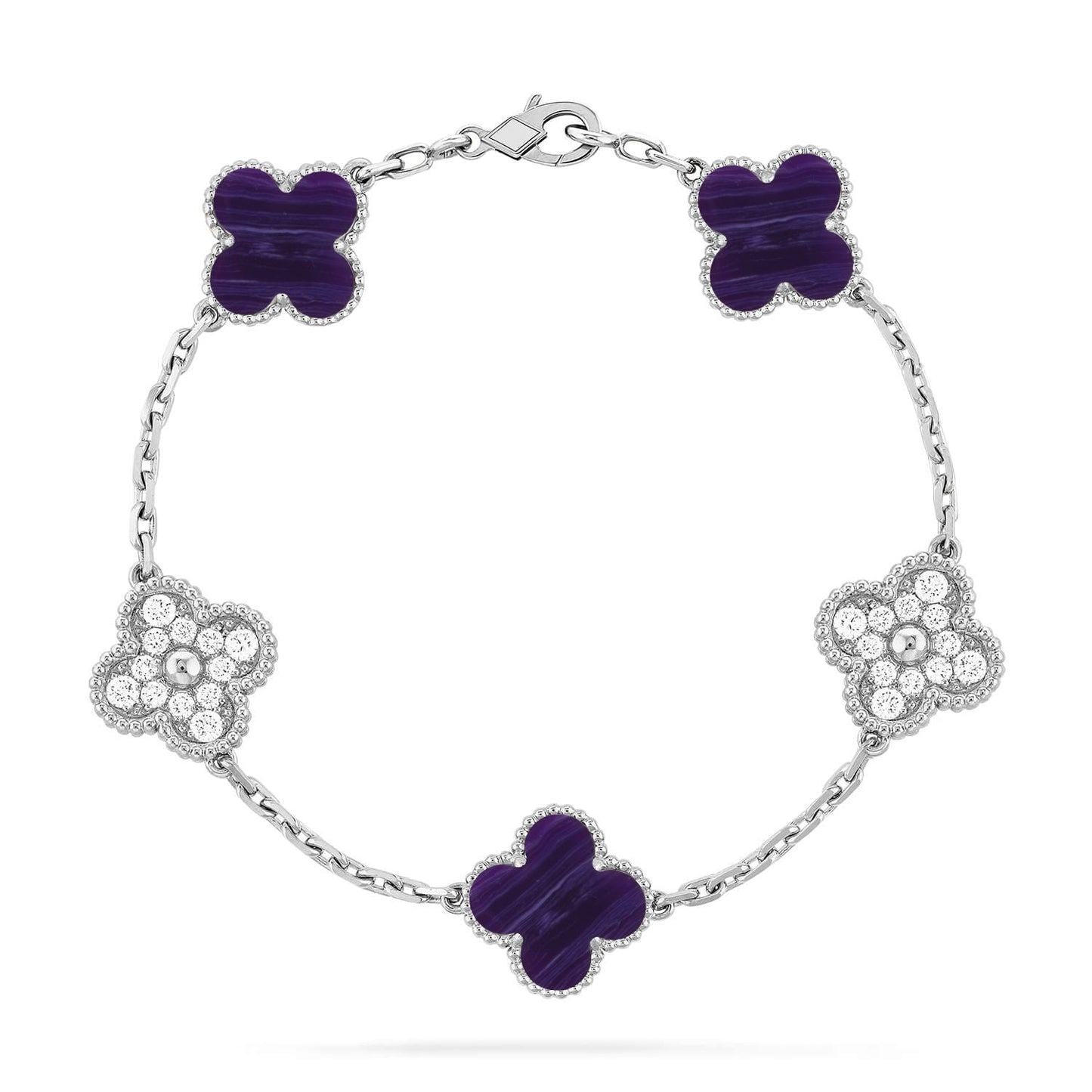 [Regal Jewels]CLOVER 5 MOTIF PURPLE STRIPES BRACELET COLLECTION