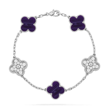 [Regal Jewels]CLOVER 5 MOTIF PURPLE STRIPES BRACELET COLLECTION