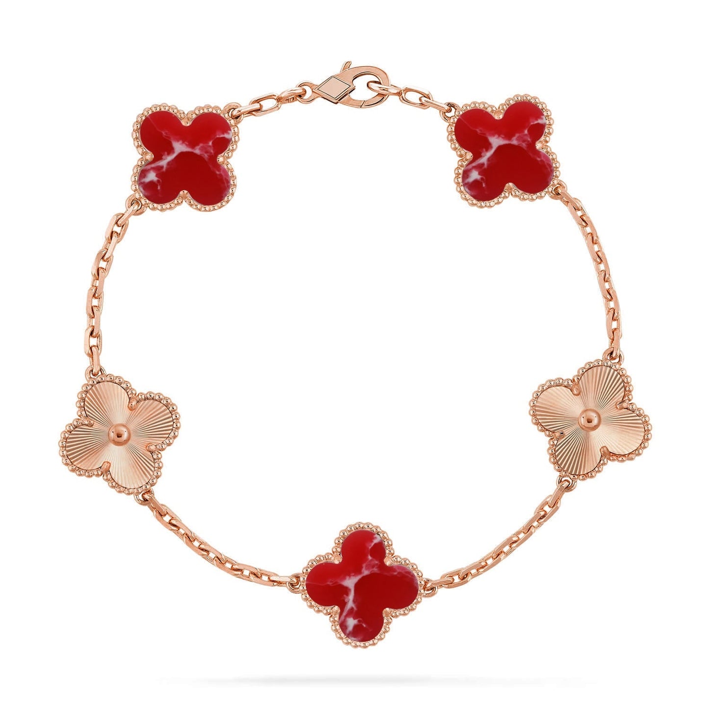 [Regal Jewels]CLOVER 5 MOTIF RED PATTERN BRACELET COLLECTION