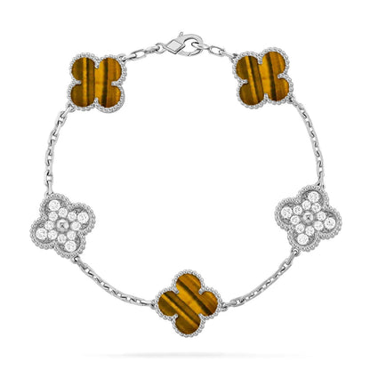 [Regal Jewels]CLOVER 5 MOTIFS TIGER EYE BRACELET COLLECTION