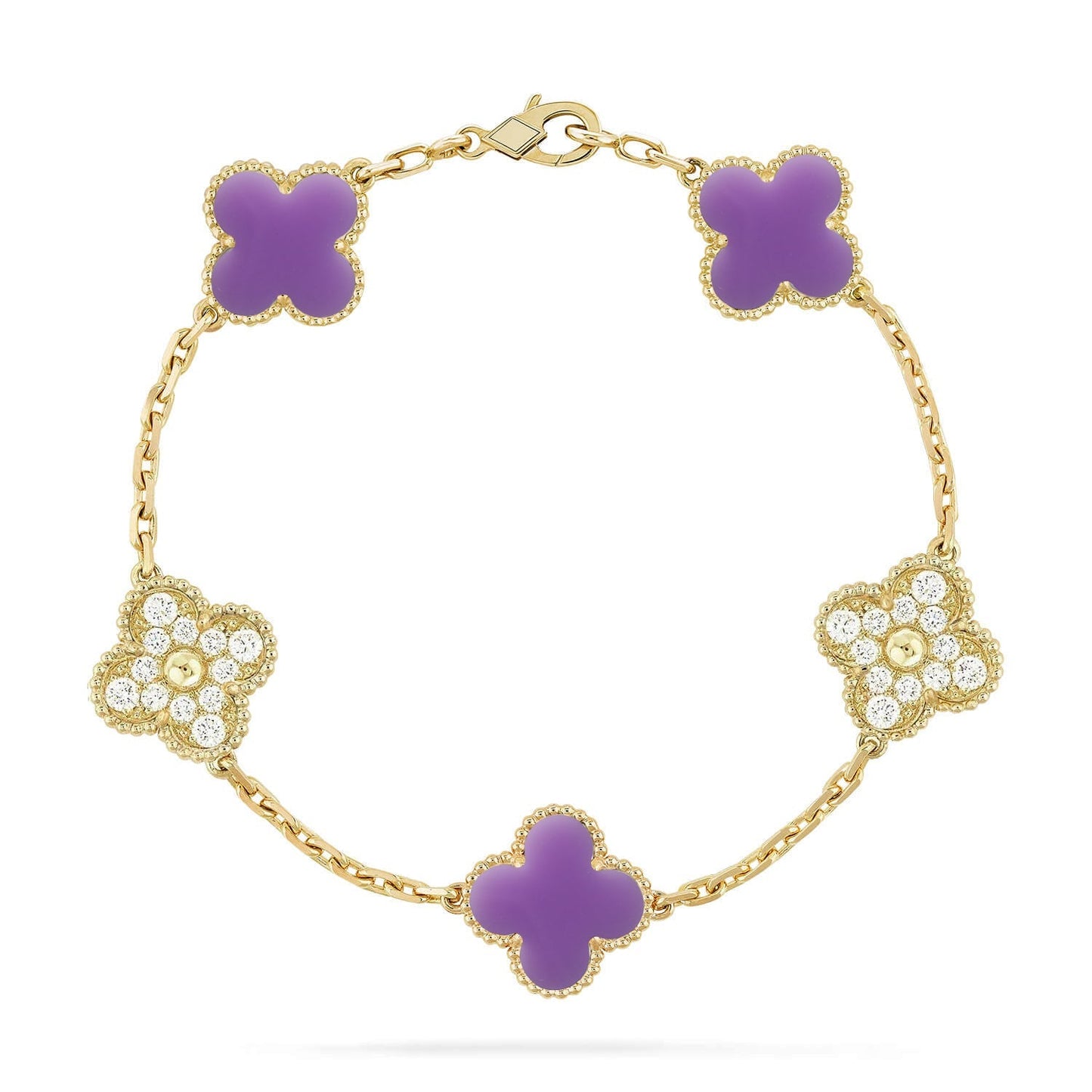 [Regal Jewels]CLOVER 5 MOTIF LIGHT PURPLE BRACELET COLLECTION