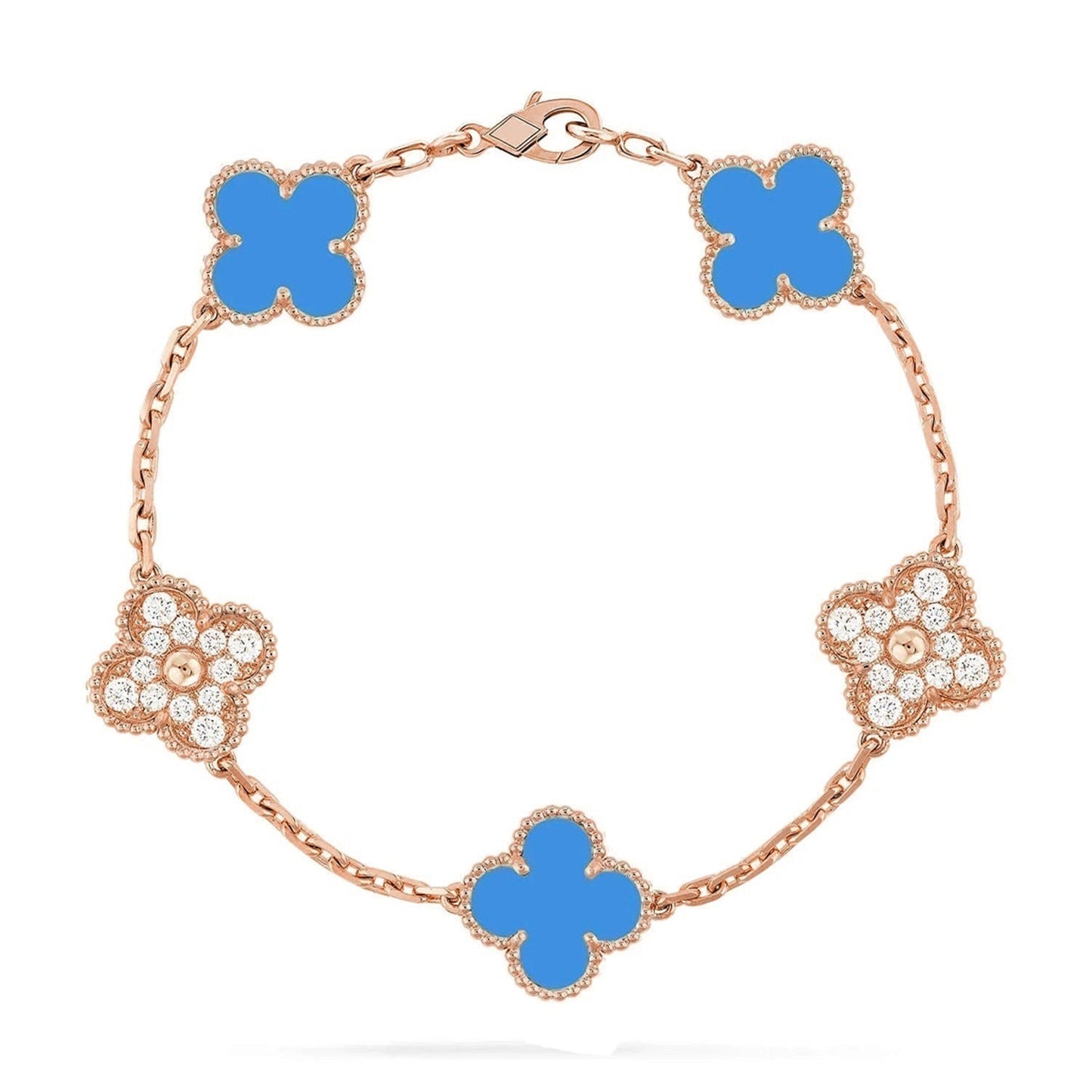 [Regal Jewels]CLOVER 5 MOTIF BLUE AGATE BRACELET COLLECTION