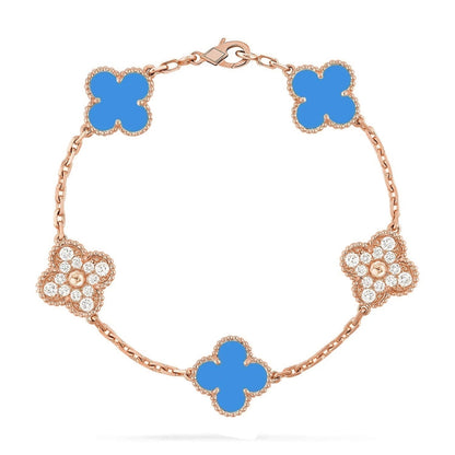 [Regal Jewels]CLOVER 5 MOTIF BLUE AGATE BRACELET COLLECTION