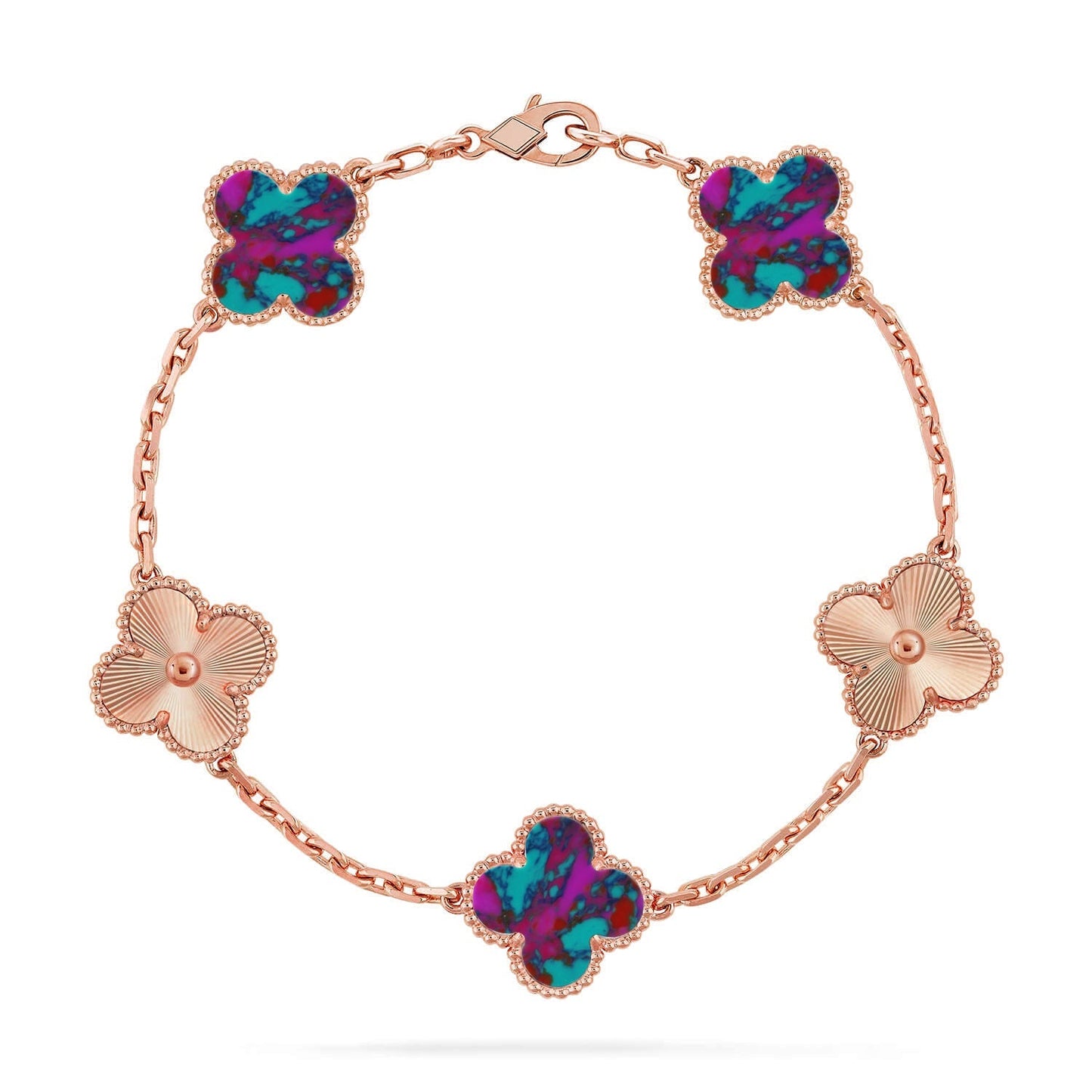 [Regal Jewels]CLOVER 5 MOTIF COLOR GEMSTONES BRACELET COLLECTION