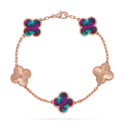 [Regal Jewels]CLOVER 5 MOTIF COLOR GEMSTONES BRACELET COLLECTION