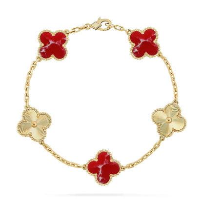 [Regal Jewels]CLOVER 5 MOTIF RED PATTERN BRACELET COLLECTION
