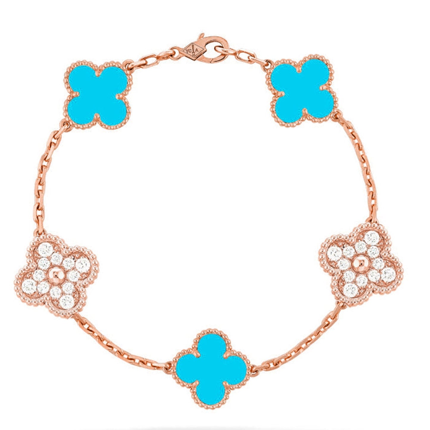 [Regal Jewels]CLOVER 5 MOTIF TURQUOISE BRACELET COLLECTION