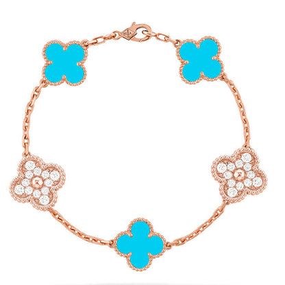 [Regal Jewels]CLOVER 5 MOTIF TURQUOISE BRACELET COLLECTION