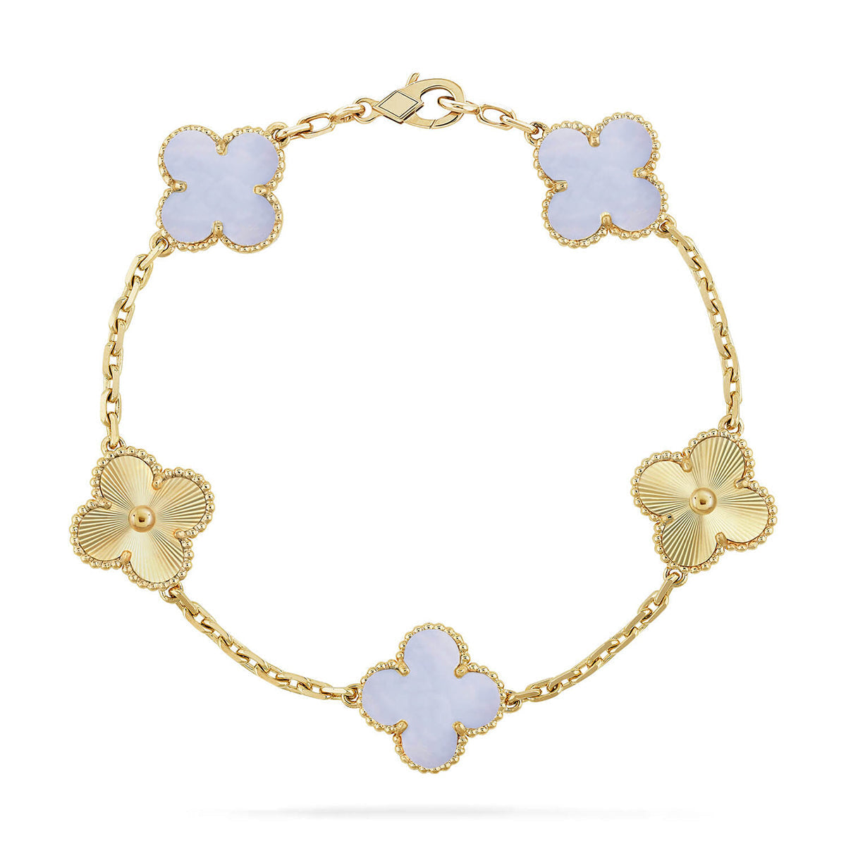 [Regal Jewels] CLOVER 5 MOTIF PURPLE CHALCEDONY BRACELET COLLECTION