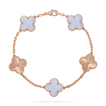 [Regal Jewels] CLOVER 5 MOTIF PURPLE CHALCEDONY BRACELET COLLECTION