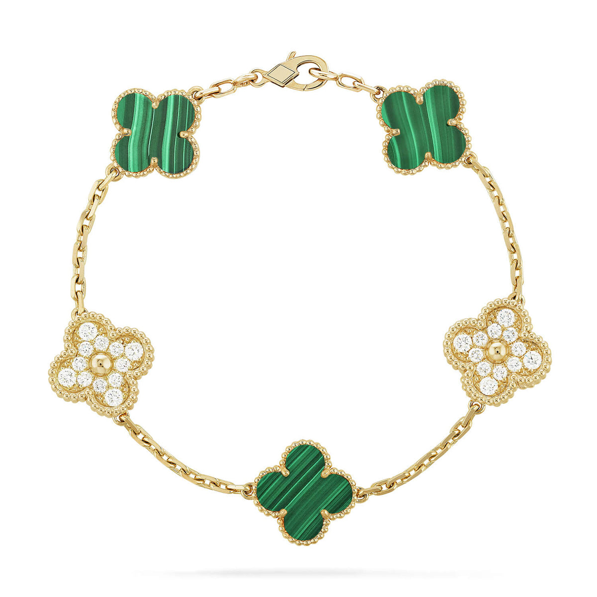 [Regal Jewels]CLOVER 5 MOTIF MALACHITE BRACELET COLLECTION