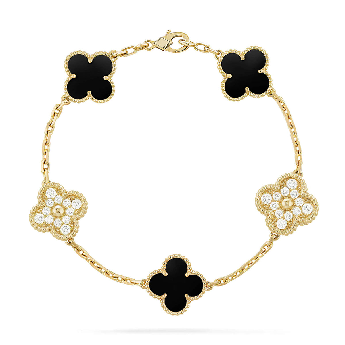 [Regal Jewels]CLOVER 5 MOTIF ONYXS BRACELET COLLECTION