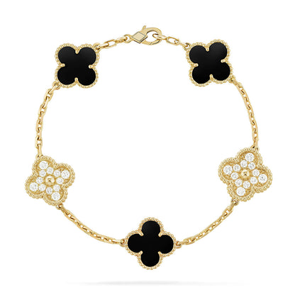[Regal Jewels]CLOVER 5 MOTIF ONYXS BRACELET COLLECTION