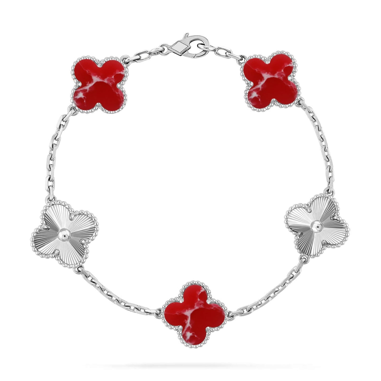 [Regal Jewels]CLOVER 5 MOTIF RED PATTERN BRACELET COLLECTION
