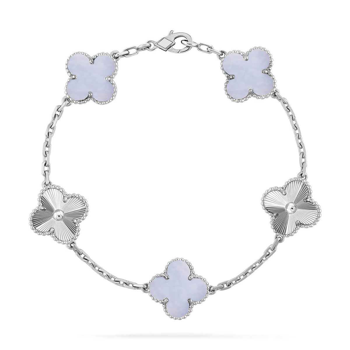 [Regal Jewels] CLOVER 5 MOTIF PURPLE CHALCEDONY BRACELET COLLECTION