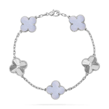 [Regal Jewels] CLOVER 5 MOTIF PURPLE CHALCEDONY BRACELET COLLECTION