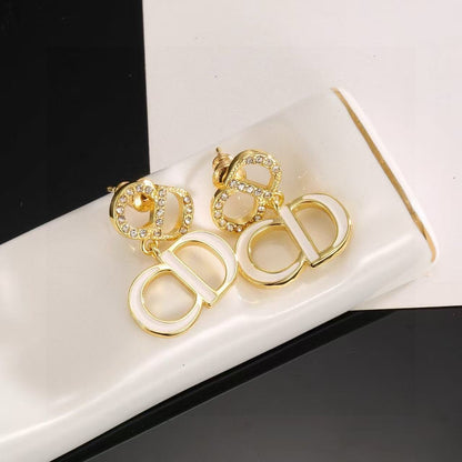 [Regal Jewels]Gold CD Letter Stud Earrings