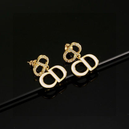 [Regal Jewels]Gold CD Letter Stud Earrings