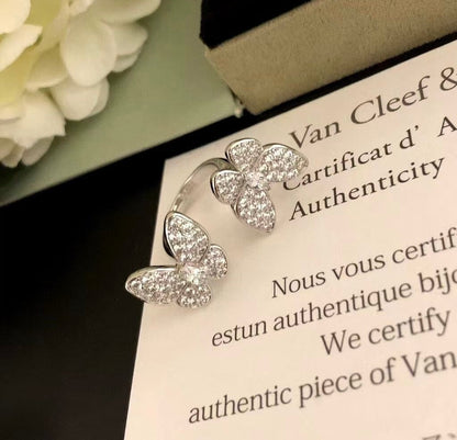 [Regal Jewels]TWIN SILVER BUTTERFLY DIAMOND RING