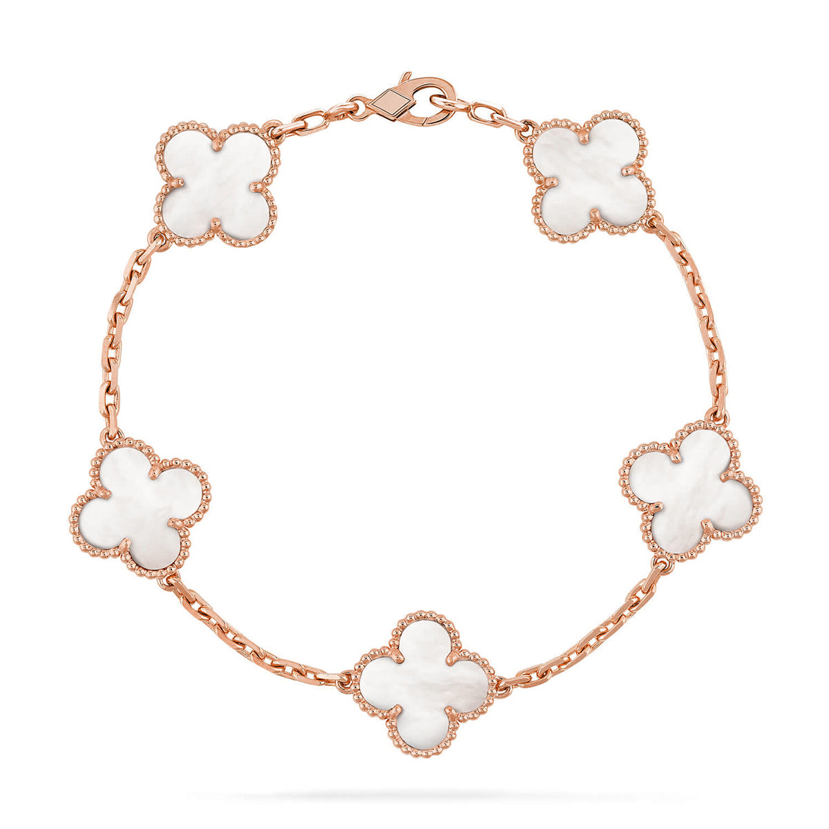 [Regal Jewels]CLOVER WHITE PEARL MOP 5 MOTIF BRACELET COLLECTION