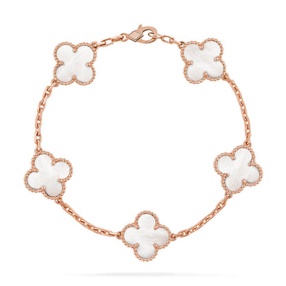 [Regal Jewels]CLOVER WHITE PEARL MOP 5 MOTIF BRACELET COLLECTION