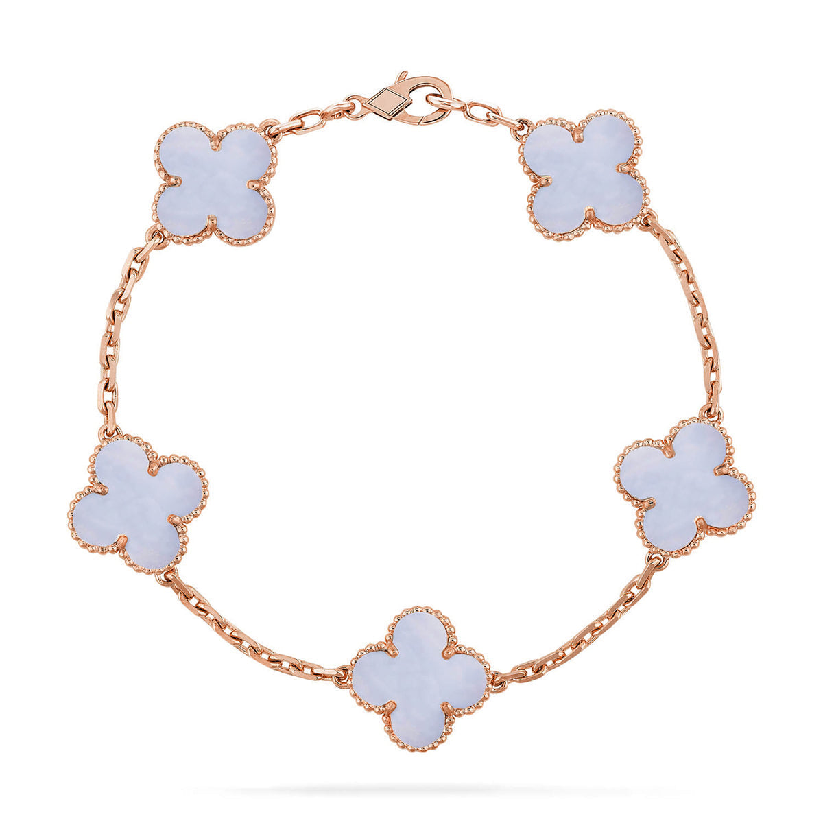 [Regal Jewels] CLOVER 5 MOTIF PURPLE CHALCEDONY BRACELET COLLECTION