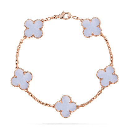 [Regal Jewels] CLOVER 5 MOTIF PURPLE CHALCEDONY BRACELET COLLECTION