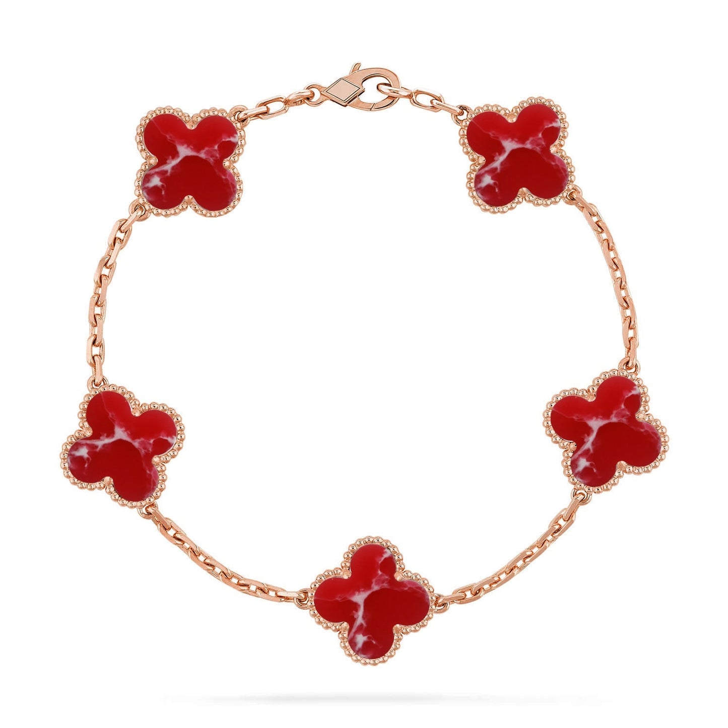 [Regal Jewels]CLOVER 5 MOTIF RED PATTERN BRACELET COLLECTION