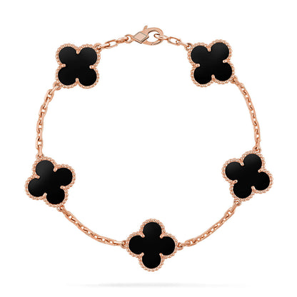 [Regal Jewels]CLOVER 5 MOTIF ONYXS BRACELET COLLECTION