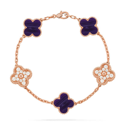[Regal Jewels]CLOVER 5 MOTIF PURPLE STRIPES BRACELET COLLECTION