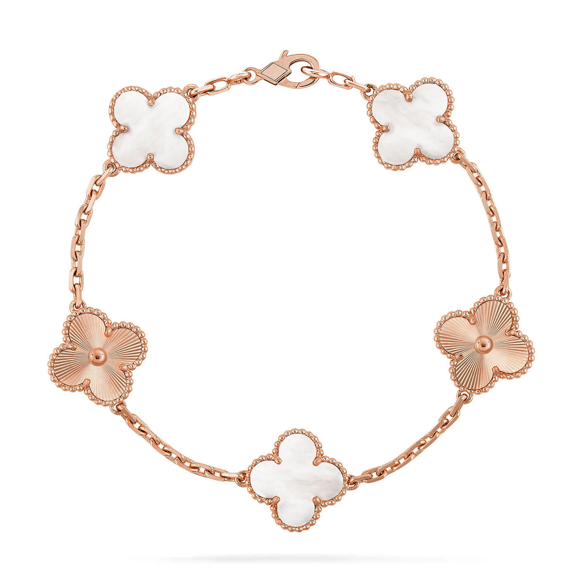[Regal Jewels]CLOVER WHITE PEARL MOP 5 MOTIF BRACELET COLLECTION