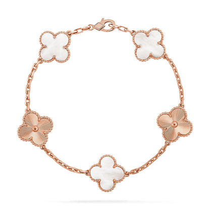 [Regal Jewels]CLOVER WHITE PEARL MOP 5 MOTIF BRACELET COLLECTION