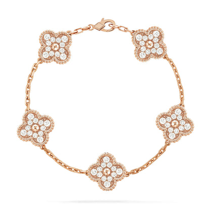 [Regal Jewels]CLOVER 5 MOTIF FULL DIAMOND BRACELET COLLECTION