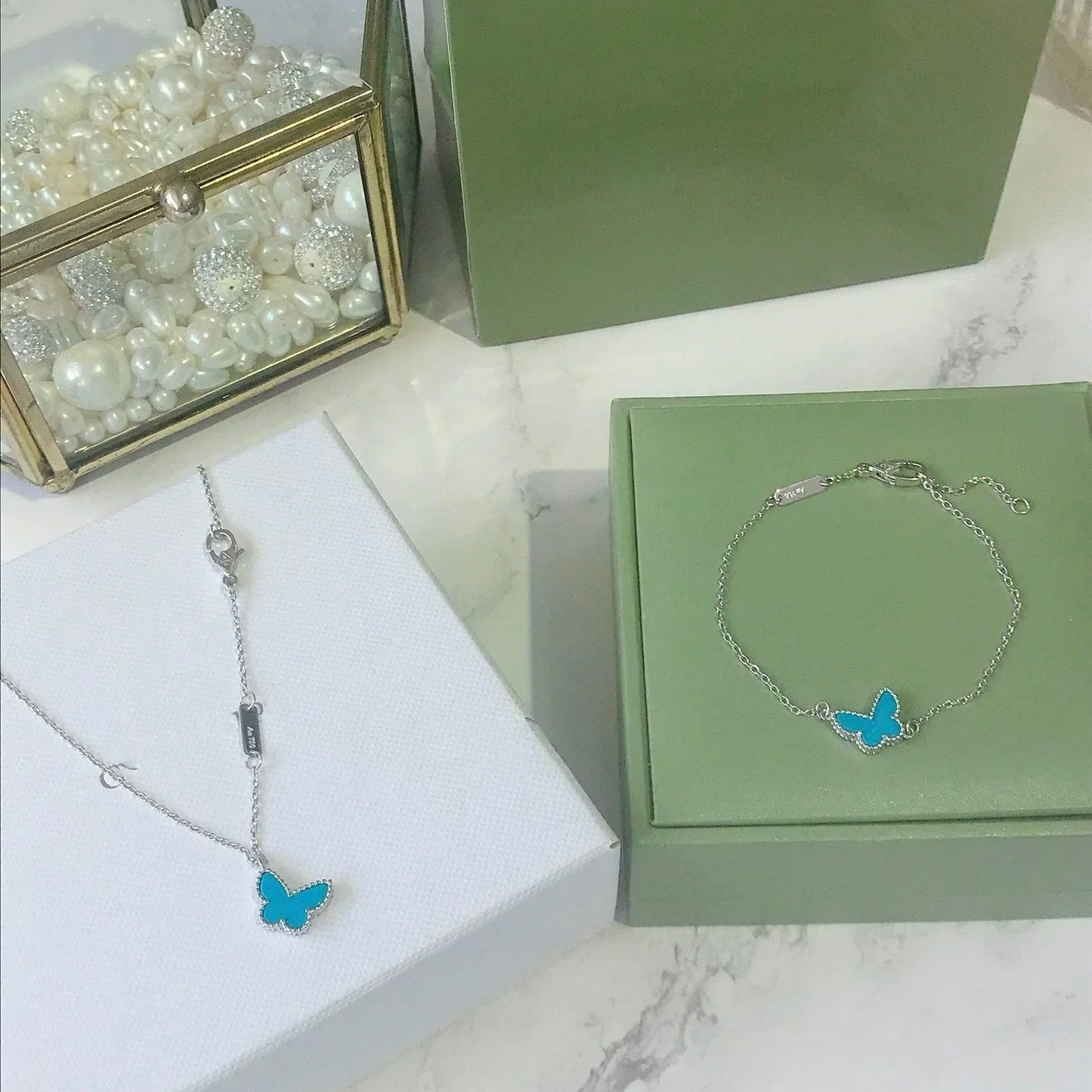 [Regal Jewels]BUTTERFLY TURQUOISE BUTTERFLY BRACELET SILVER