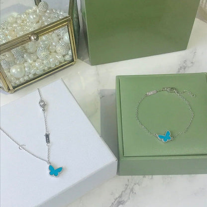 [Regal Jewels]BUTTERFLY TURQUOISE BUTTERFLY BRACELET SILVER