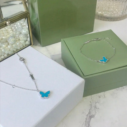 [Regal Jewels]BUTTERFLY TURQUOISE BUTTERFLY BRACELET SILVER