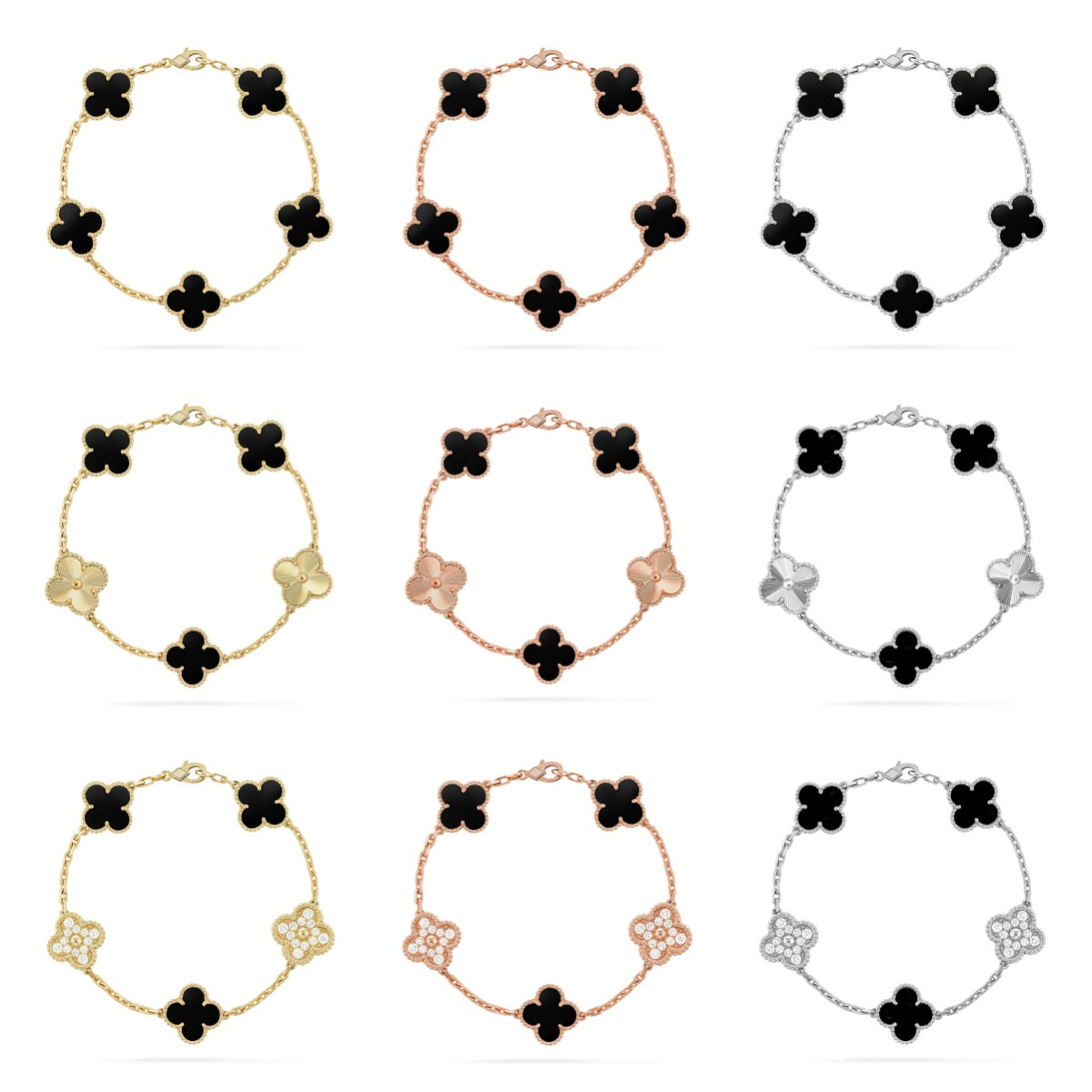 [Regal Jewels]CLOVER 5 MOTIF PULSAR STONE BRACELET COLLECTION