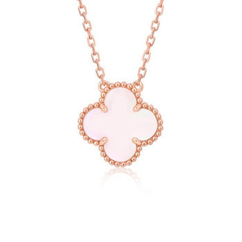 [Regal Jewels]CLOVER 15MM PINK MOTHER-OF-PEARL SINGLE FLOWER NECKLACE