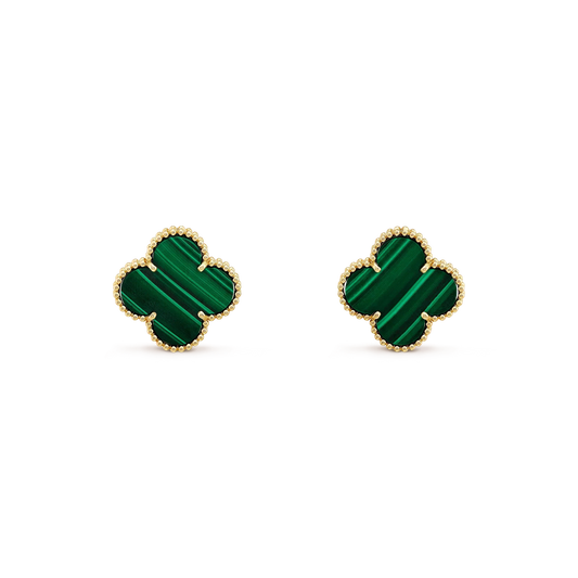 [Regal Jewels]CLOVER MINI 9.5MM MALACHITE  EARRINGS