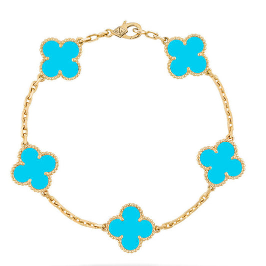[Regal Jewels]CLOVER 5 MOTIFS TURQUOISE BRACELET