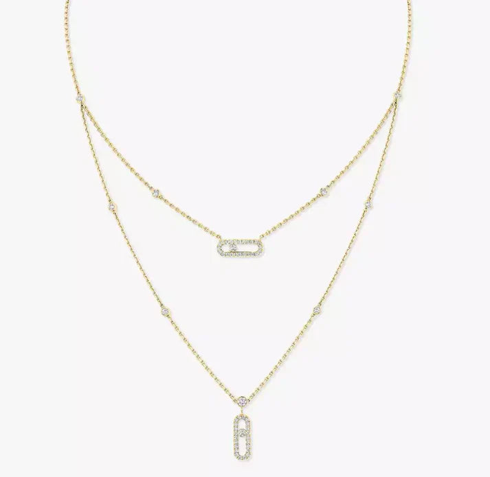 [Regal Jewels] MS Double-Circle Full-Diamond Necklace