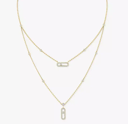 [Regal Jewels] MS Double-Circle Full-Diamond Necklace