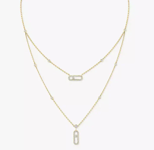 [Regal Jewels] MS Double-Circle Full-Diamond Necklace