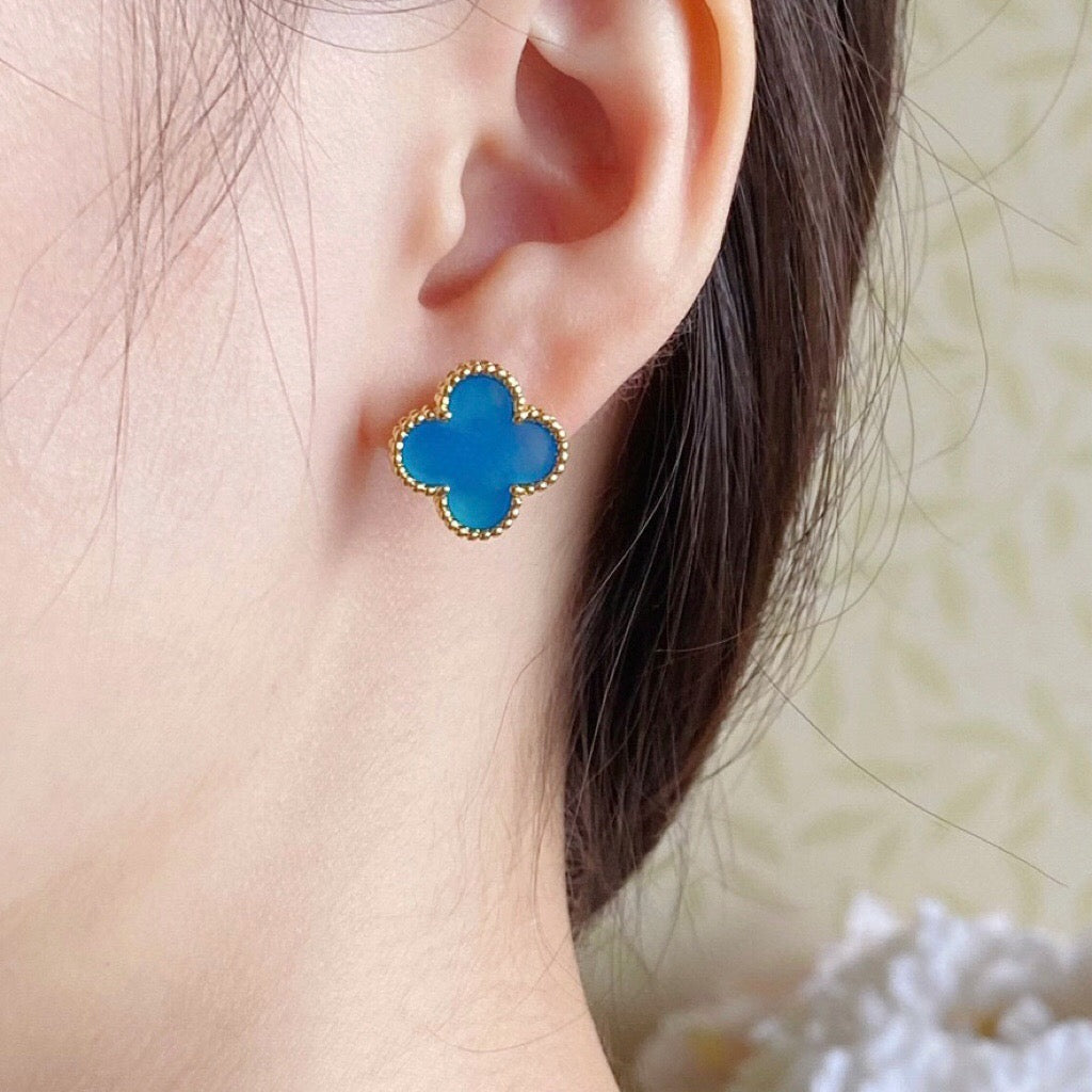 [Regal Jewels]Clover Medium 15mm Turquoise Earrings
