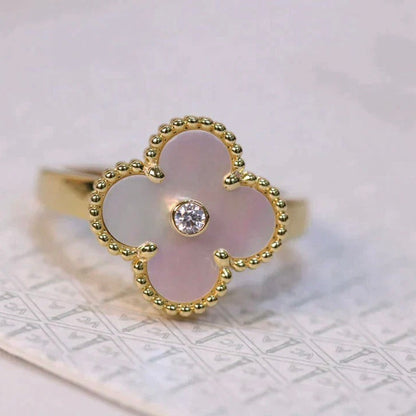 [Regal Jewels]CLOVER PINK MOP RING GOLD DIAMOND