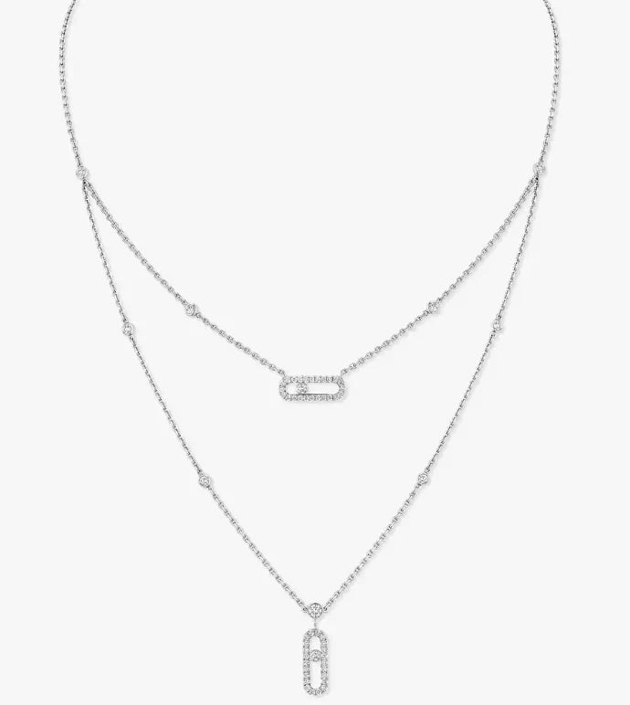 [Regal Jewels] MS Double-Circle Full-Diamond Necklace