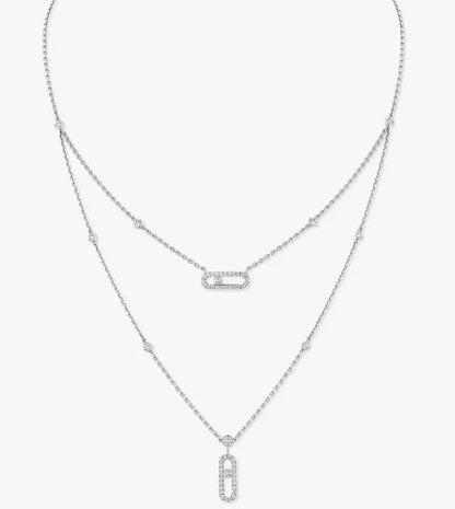 [Regal Jewels] MS Double-Circle Full-Diamond Necklace
