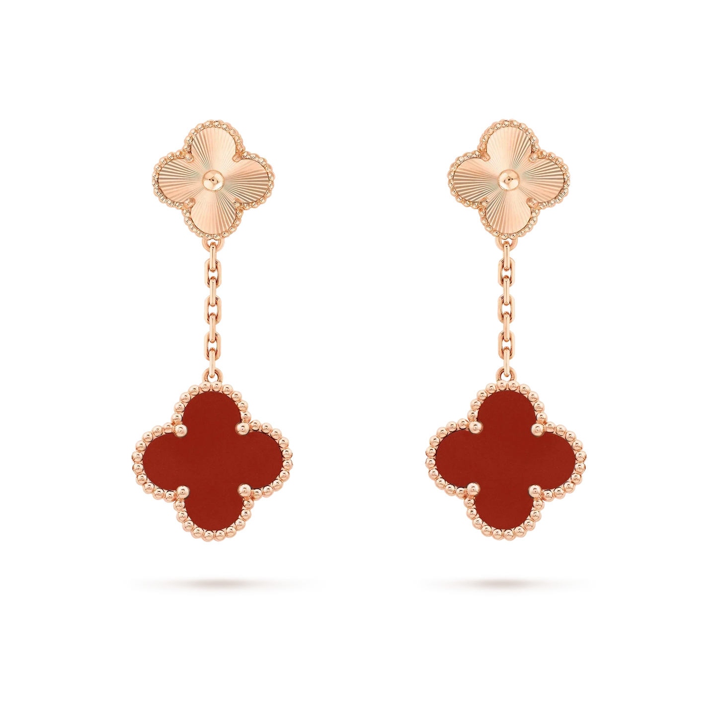 [Regal Jewels]CLOVER 2 MOTIF  LASER CARNELIAN EARRINGS