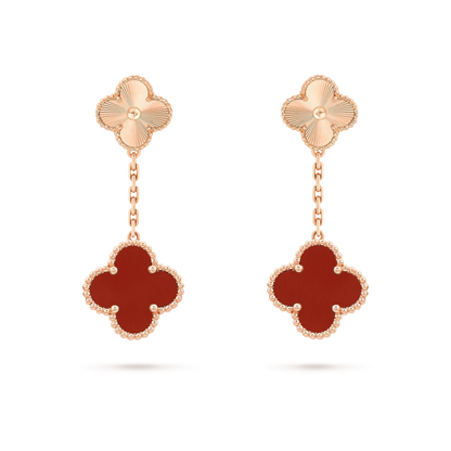 [Regal Jewels]CLOVER 2 MOTIF  LASER CARNELIAN EARRINGS
